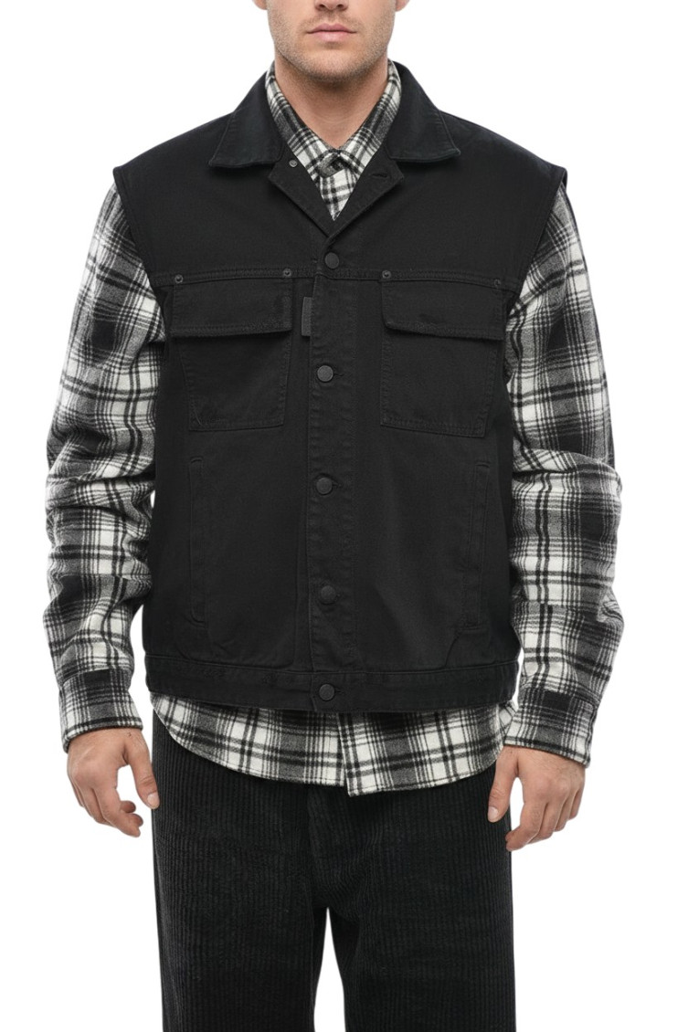 Black Slim Sleeveless Jacket