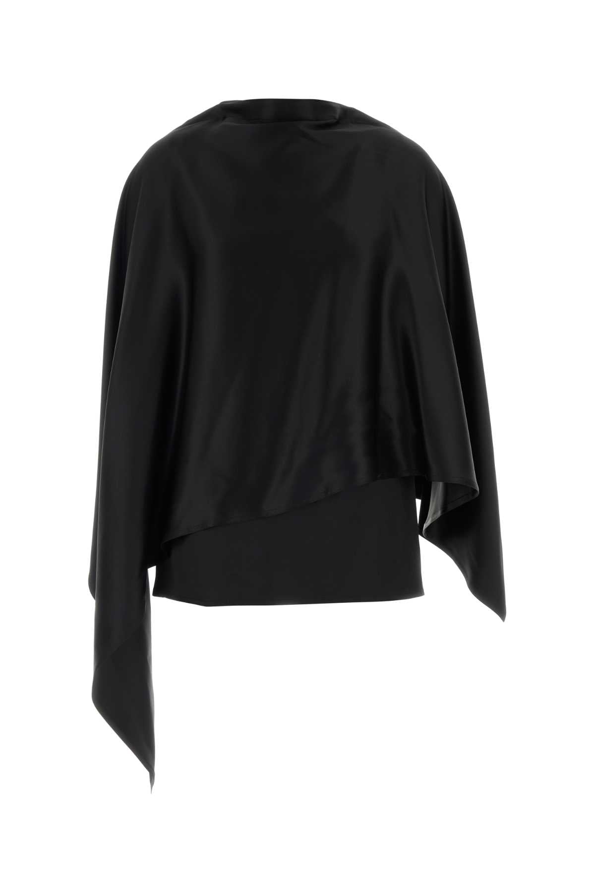 Silk Draped Sweater — Black