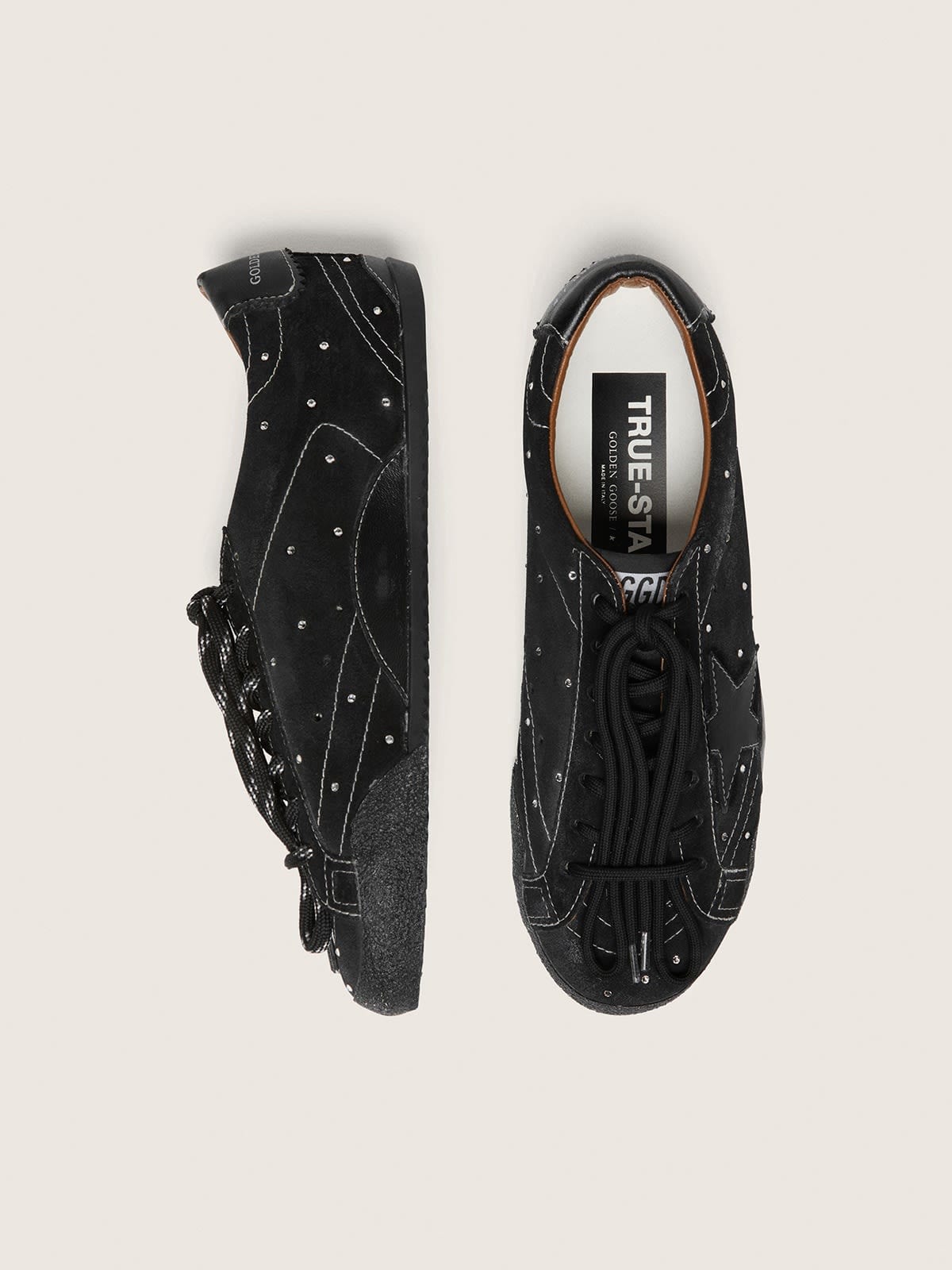 Golden Goose - Women's True-star In Black Suede With Swarovski Crystals And Black Leather Star, Woman