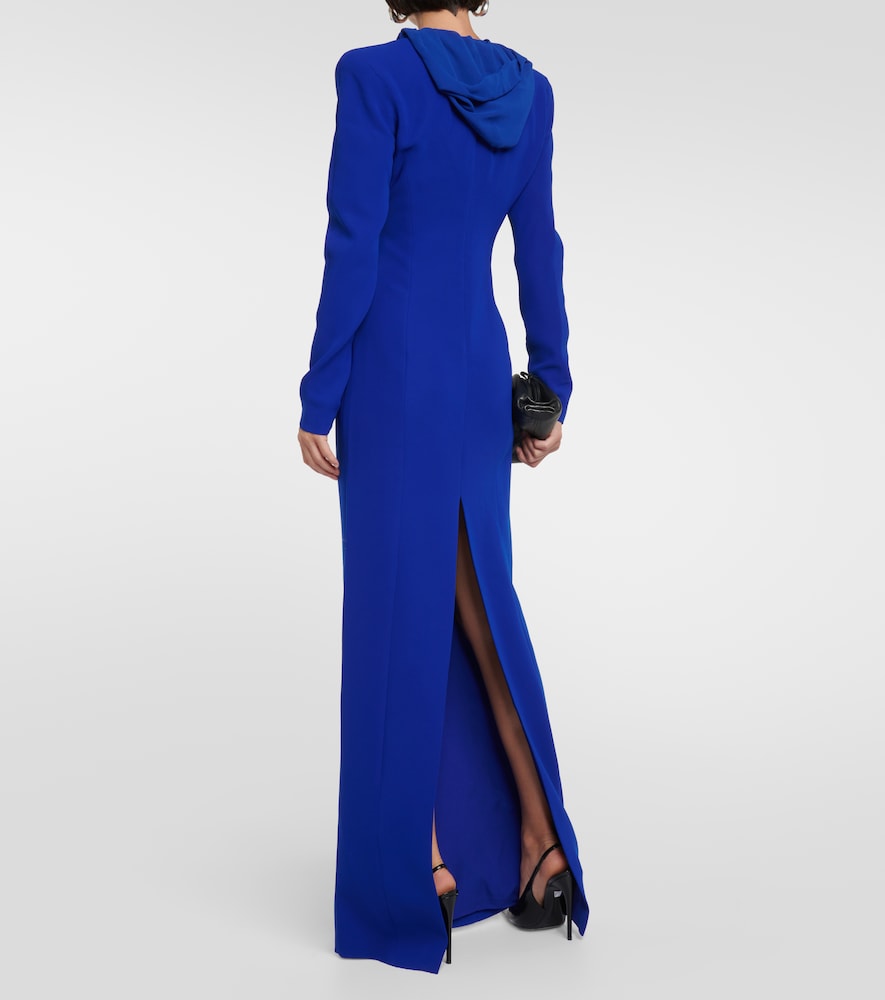 Hooded crêpe maxi dress