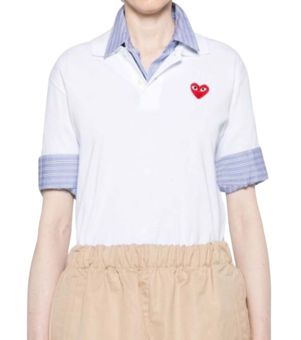 White Logo Shirt Collar Polo