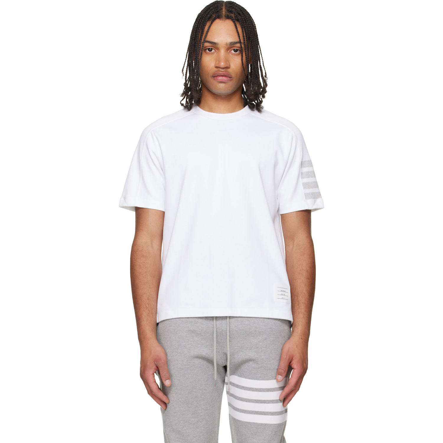 White Milano Cotton 4-Bar T-shirt