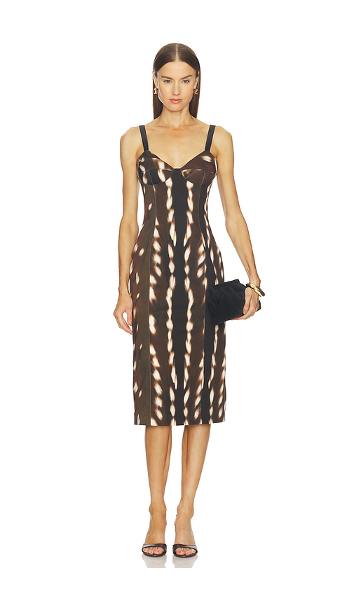 Vaillant Drill Bustier Midi Dress in Brown. - 36 also