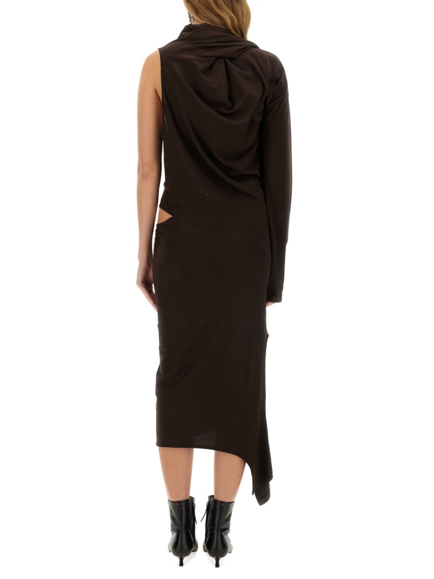 Brown One Shoulder Midi Dress