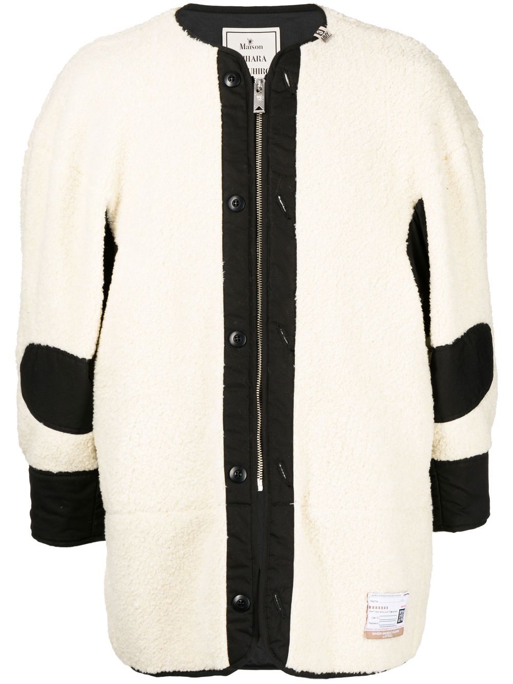 Logo-patch fleece jacket - White
