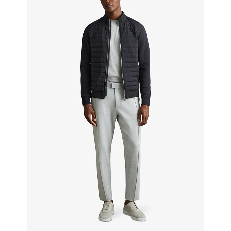 Mens Navy Freddie Hybrid Regular-fit Quilted Cotton Jacket