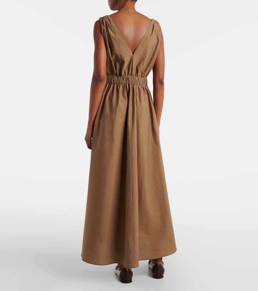 Belted cotton-blend midi dress