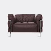 '3 Fauteuil Grand Confort' Grand Modèle Padded Armchair, Brown Leather