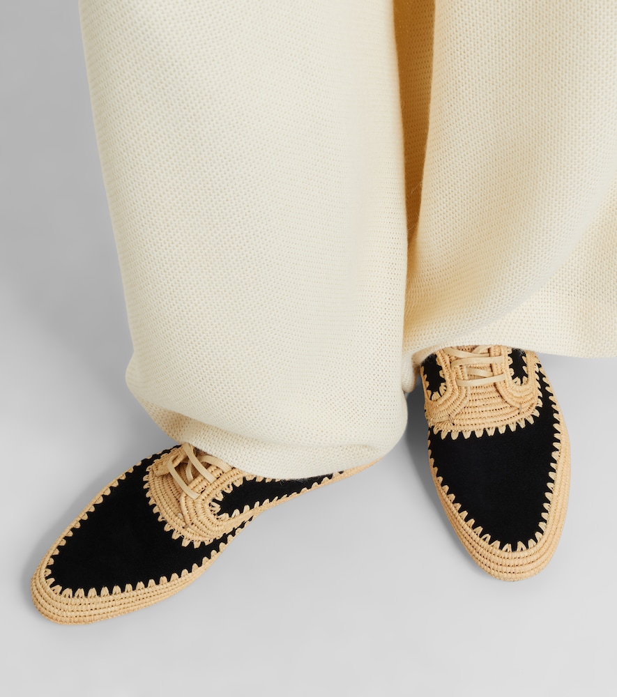 Strength raffia and suede Derby shoes