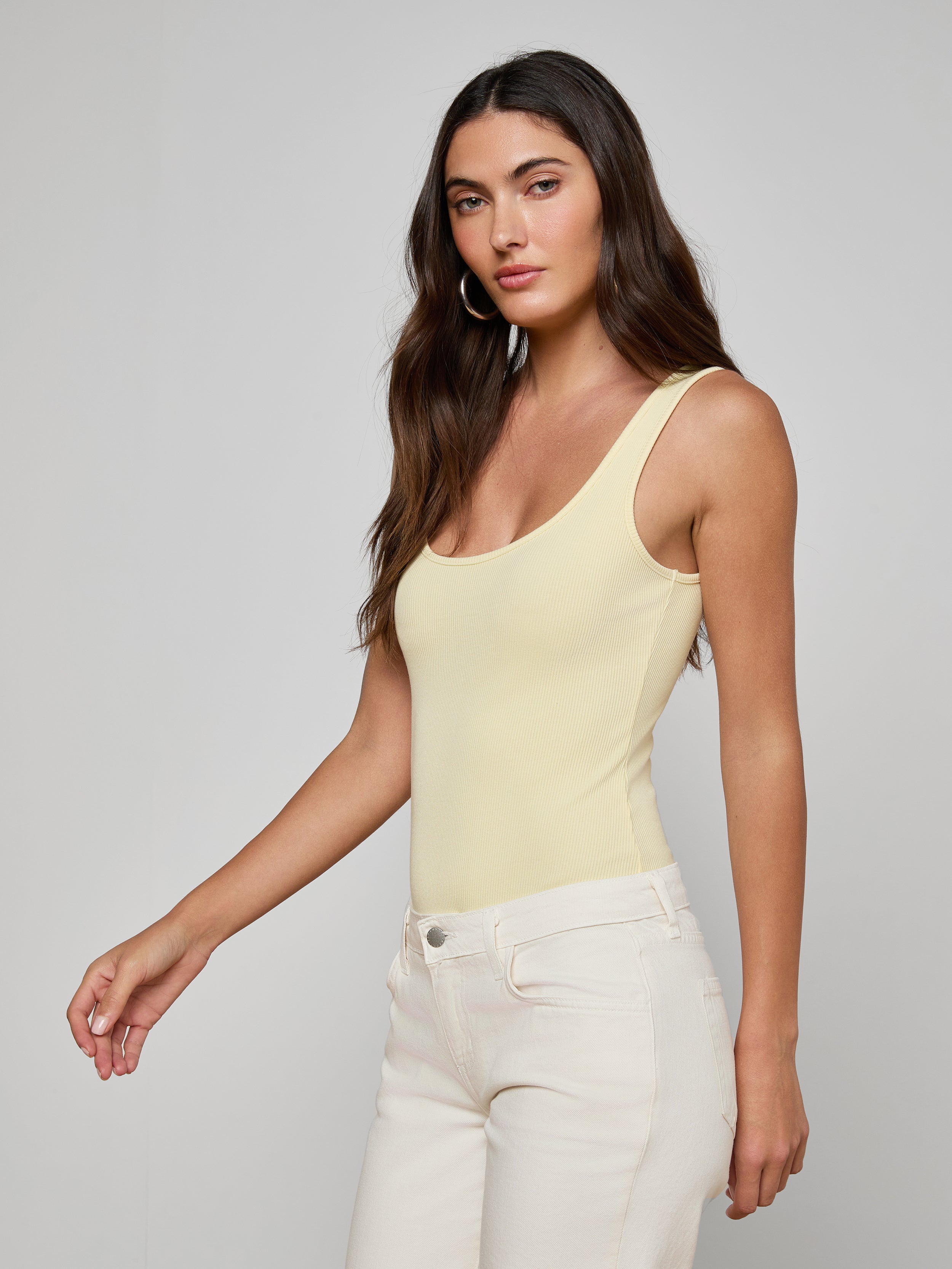 Nica Scoopneck Bodysuit In Lemon Sorbet