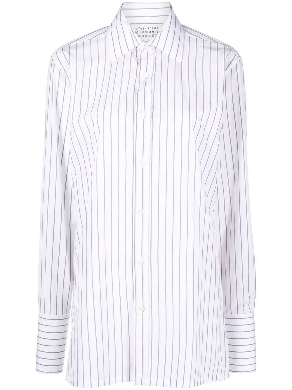 Long-sleeve pinstripe-pattern shirt - White