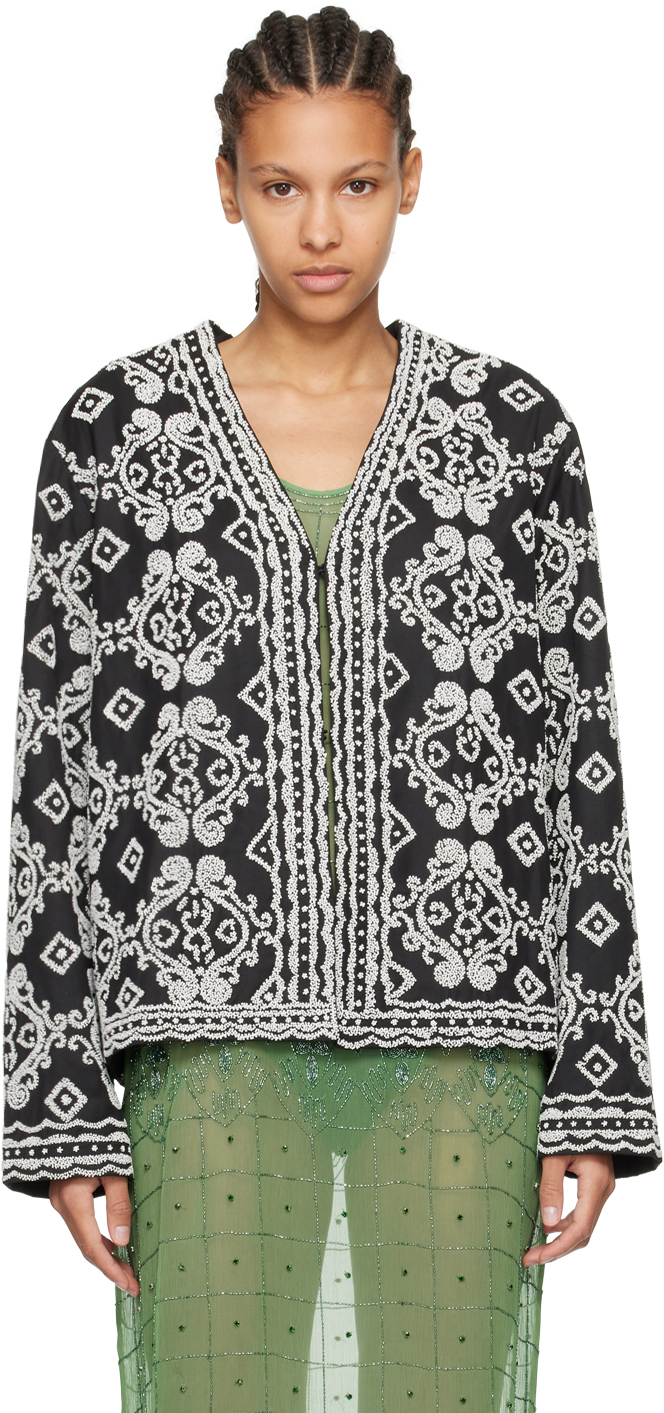 Bode Black Beaded Baroque Jacket