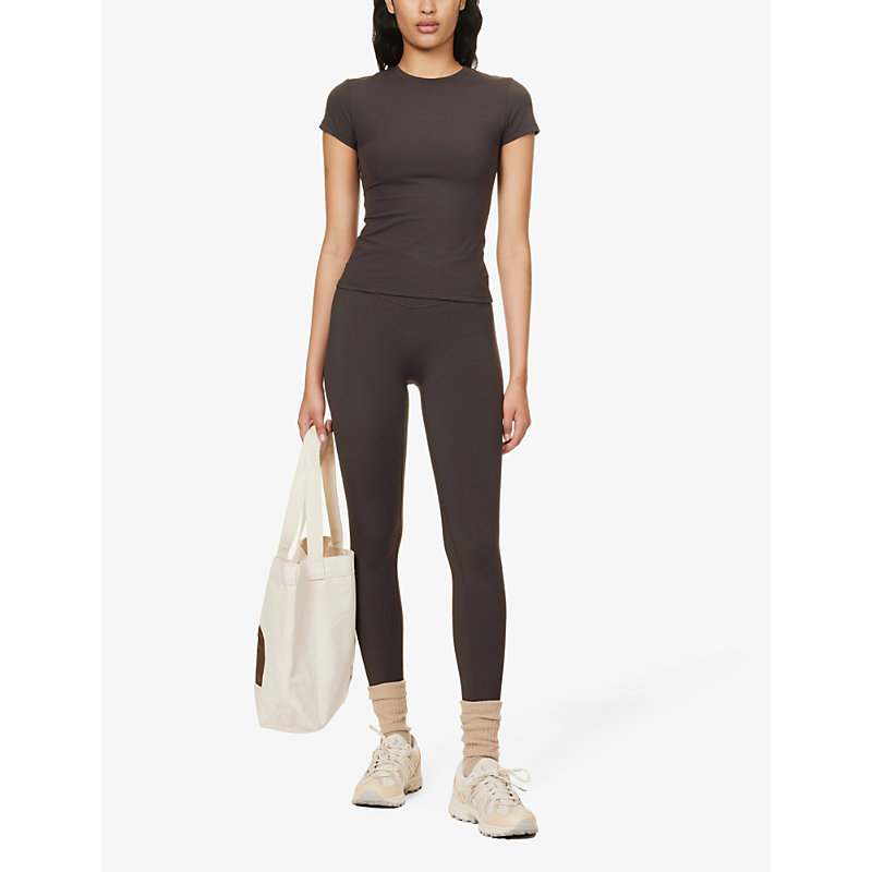 Womens Coffee Bean Ultimate Mid-rise Stretch-woven Leggings 