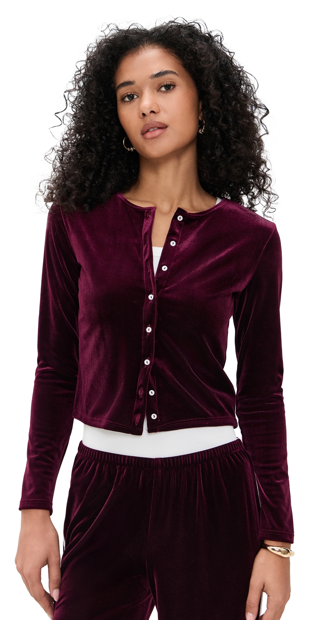 Eloise Velvet Cardigan Wine
