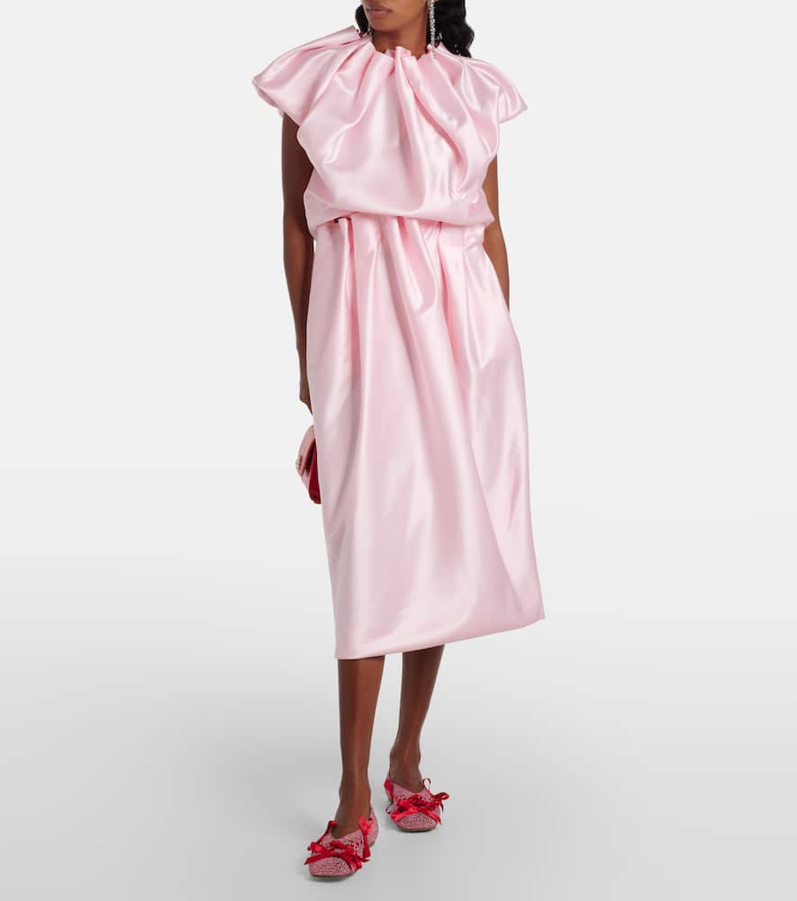 Draped satin midi skirt
