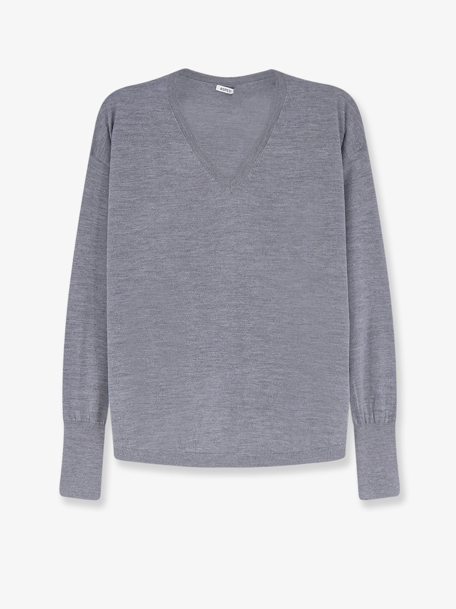 Virgin Wool V-Neck Sweater — Gray