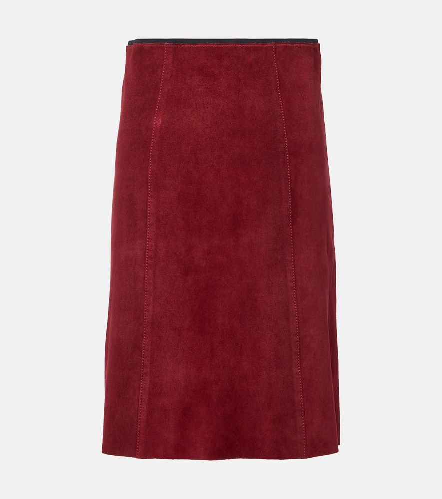 Suede midi skirt
