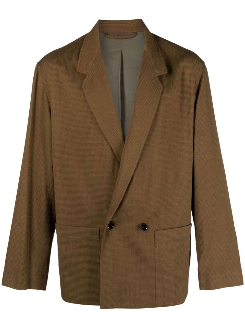 Notched-lapel double-breasted blazer - Brown