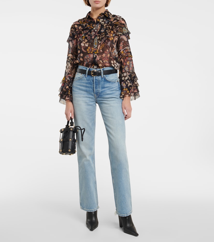 Mid-rise straight-leg jeans