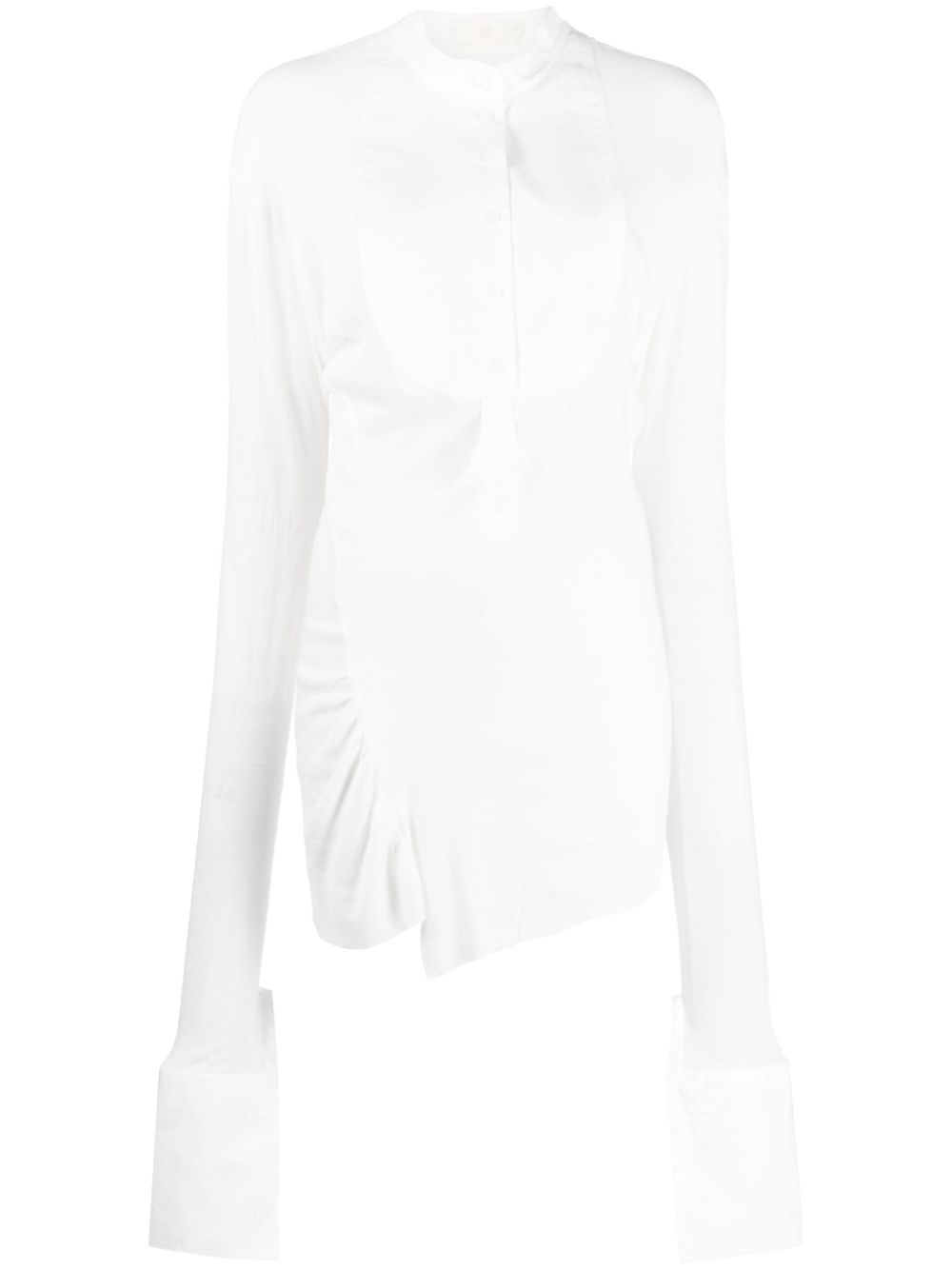 Knitted-panel poplin shirt - White