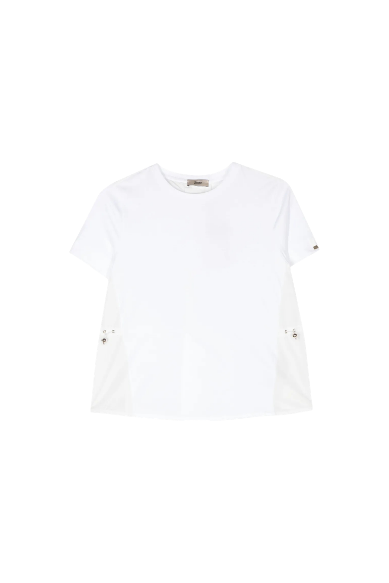 Snap-Detail Cotton T-Shirt — White