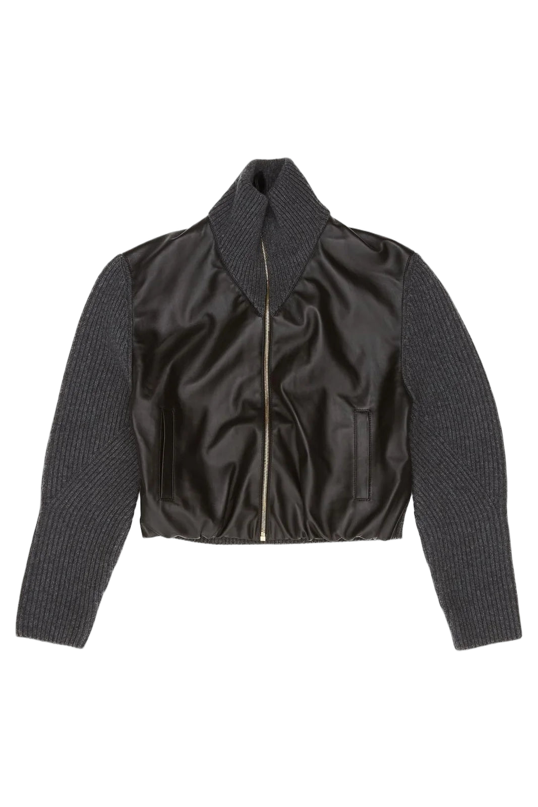 Wool and Leather Hybrid Jacket — Gray