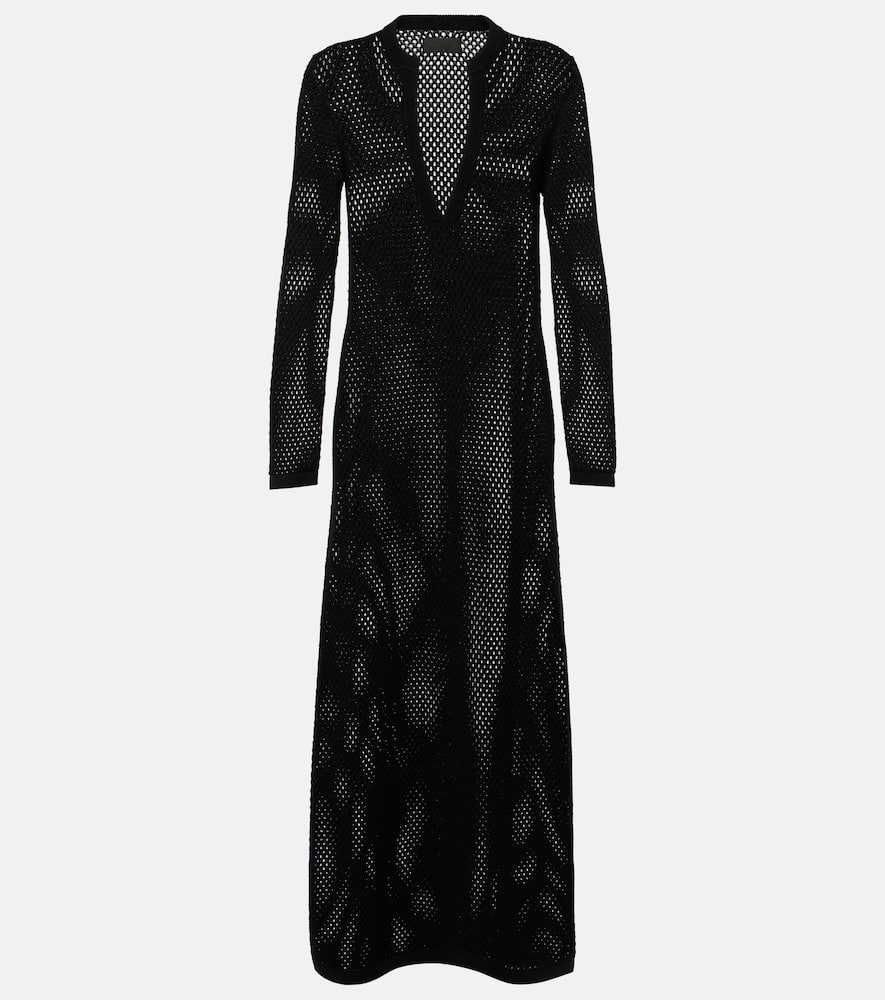 Zera open-knit cotton maxi dress