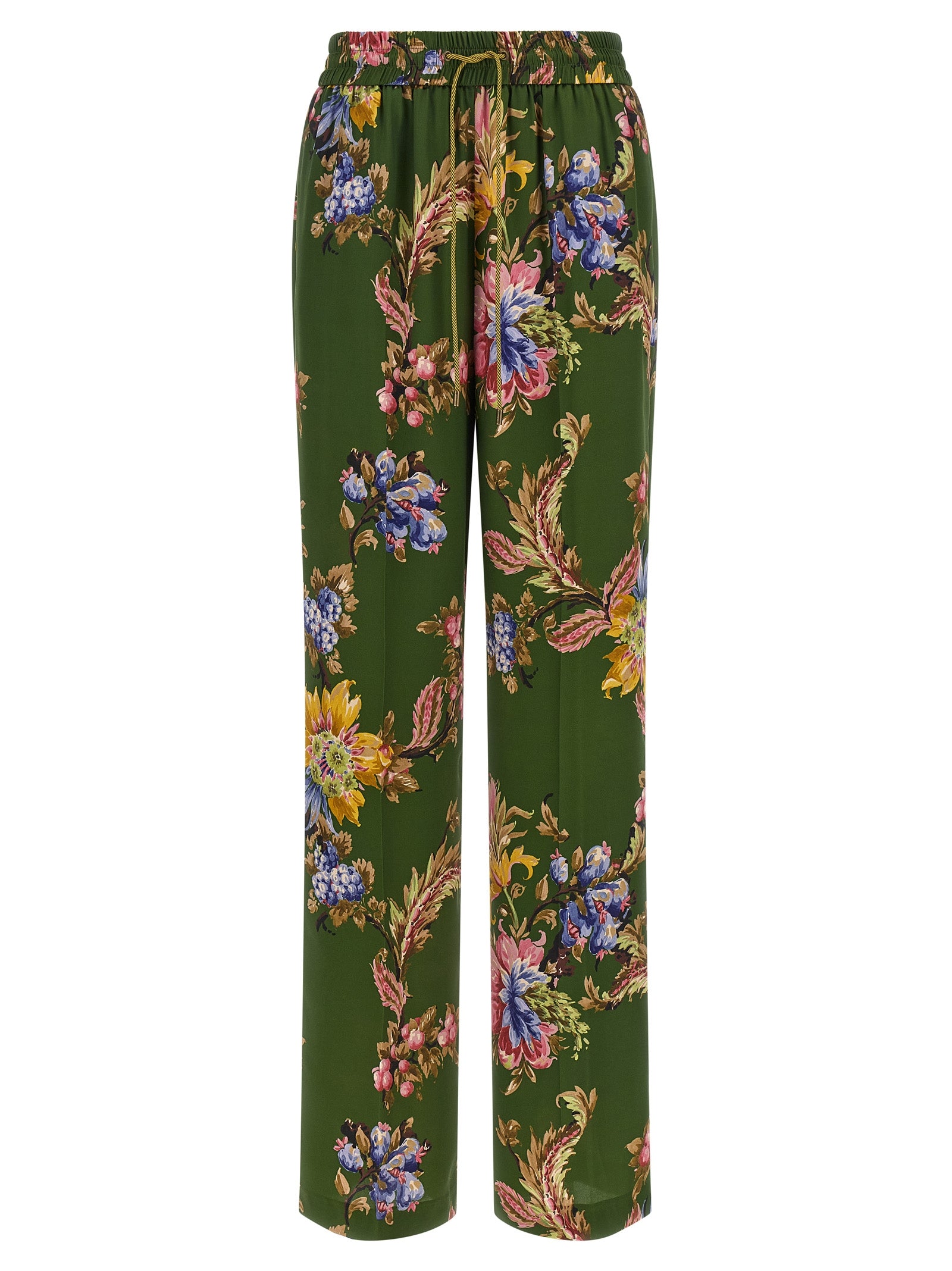 Floral Print Trousers — Green