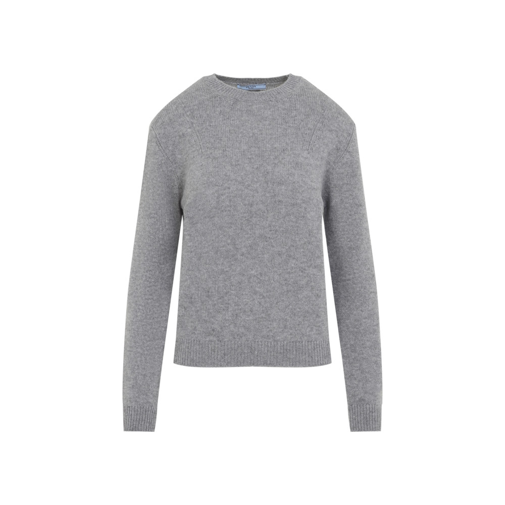 Grey Solid Crew Neck Sweater