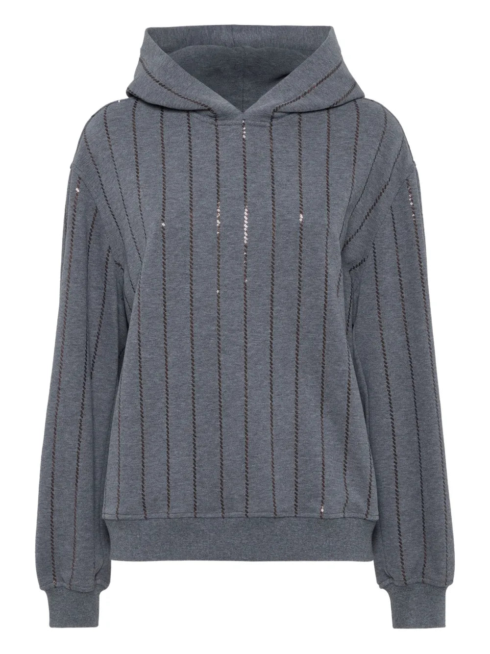 Sequin-Embellished Hoodie — grey