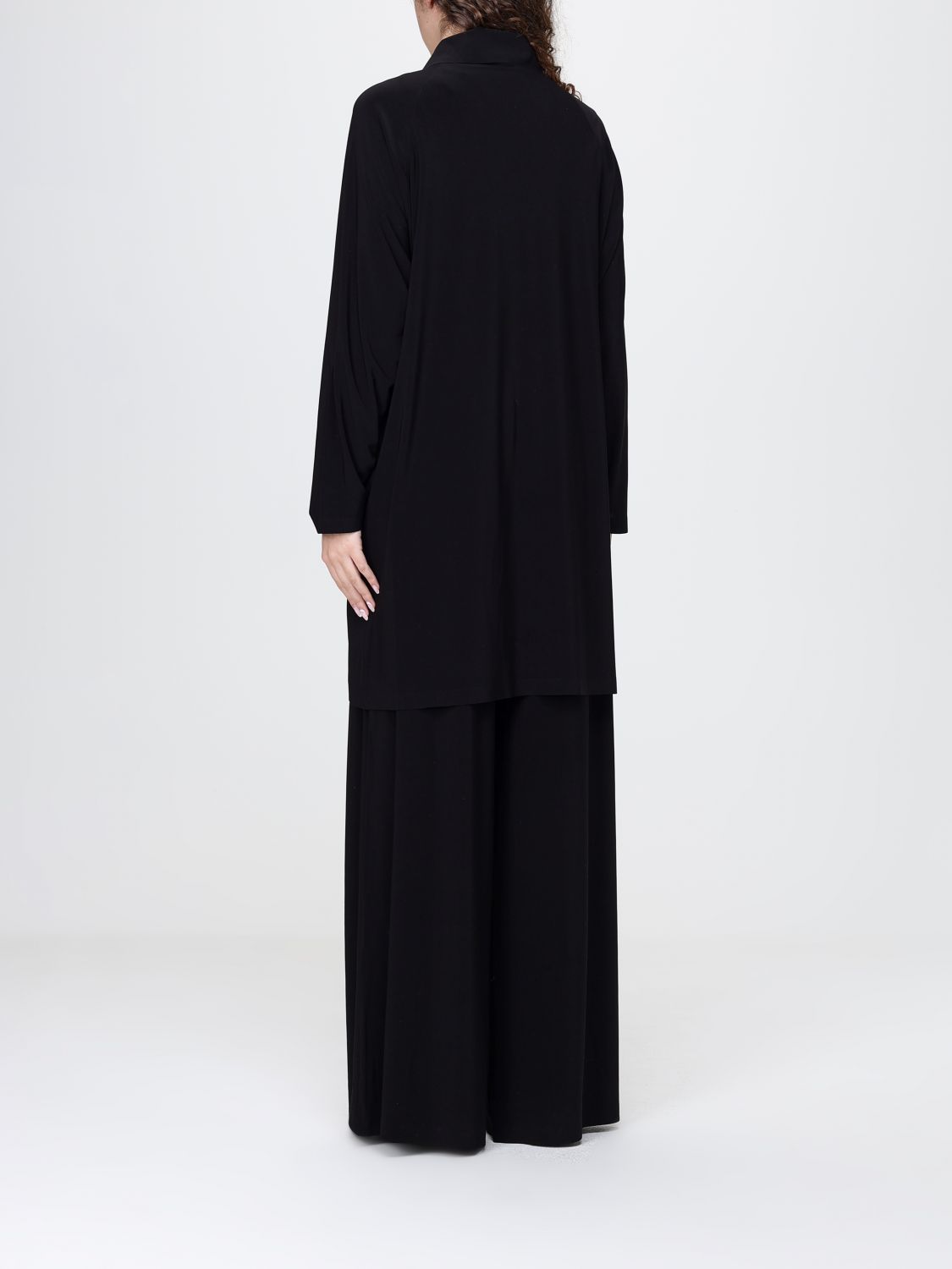 Collared long-line cardigan - Black