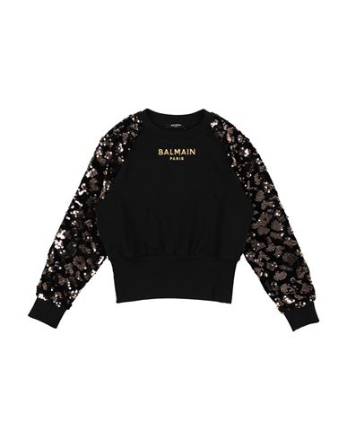 Kid Girl Sweatshirt Black Size 12 Cotton, Polyester, Polyurethane, Elastane, Metallic Polyester