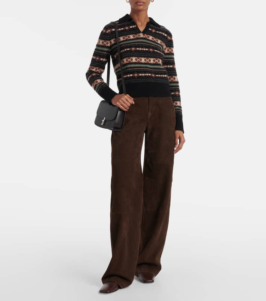 Leather straight pants