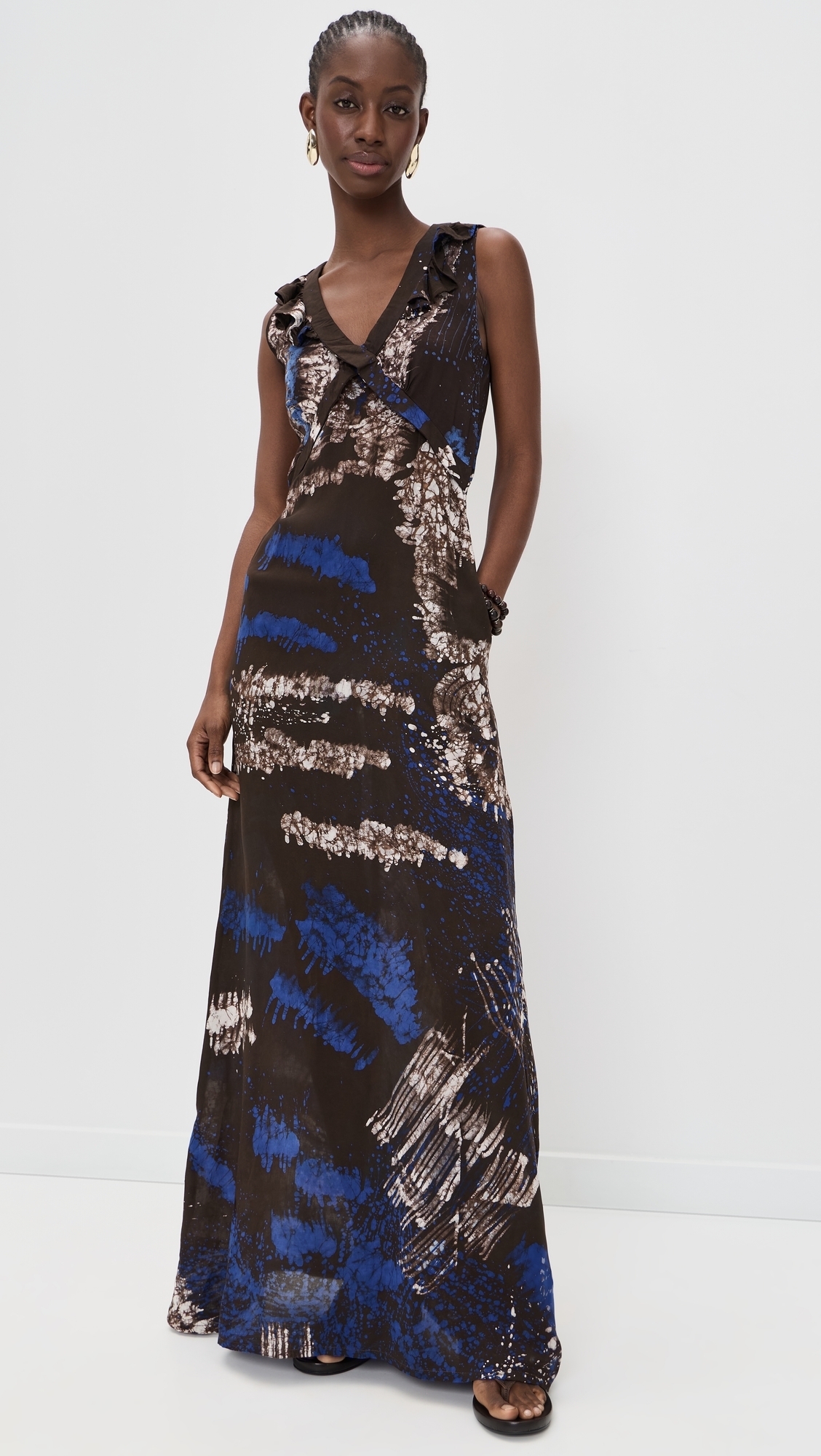 Kemi Dress Blue/Brown/Peach