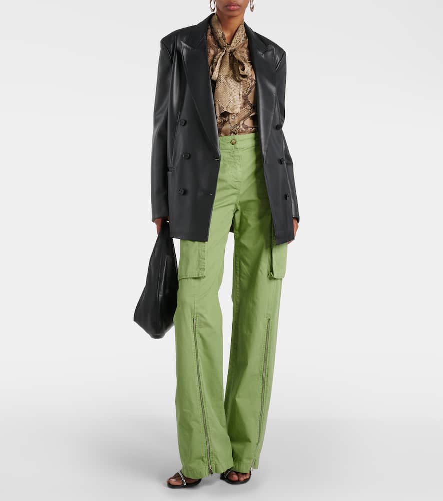 Mid-rise cotton canvas cargo pants