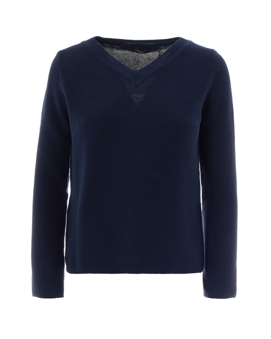 Blue Knitted V Neck Sweater