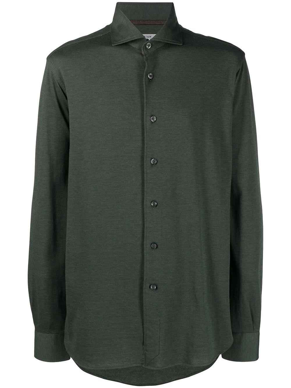 Spread collar piqué shirt - Green