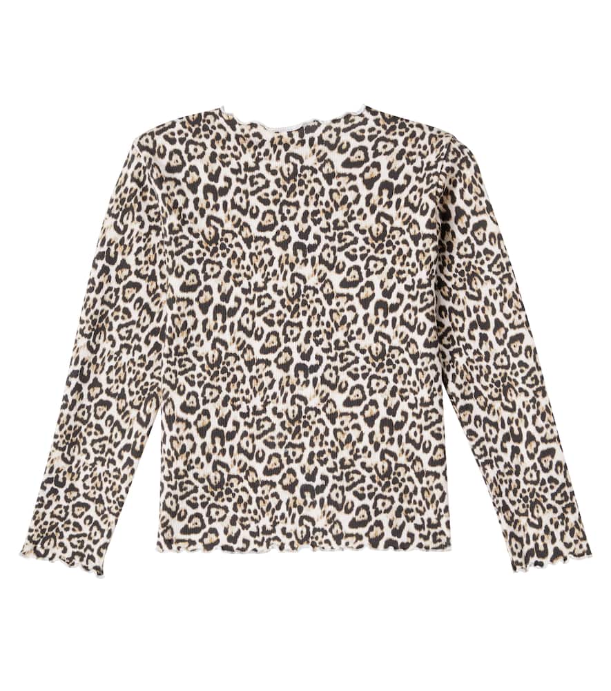 Leopard-print cotton-blend top