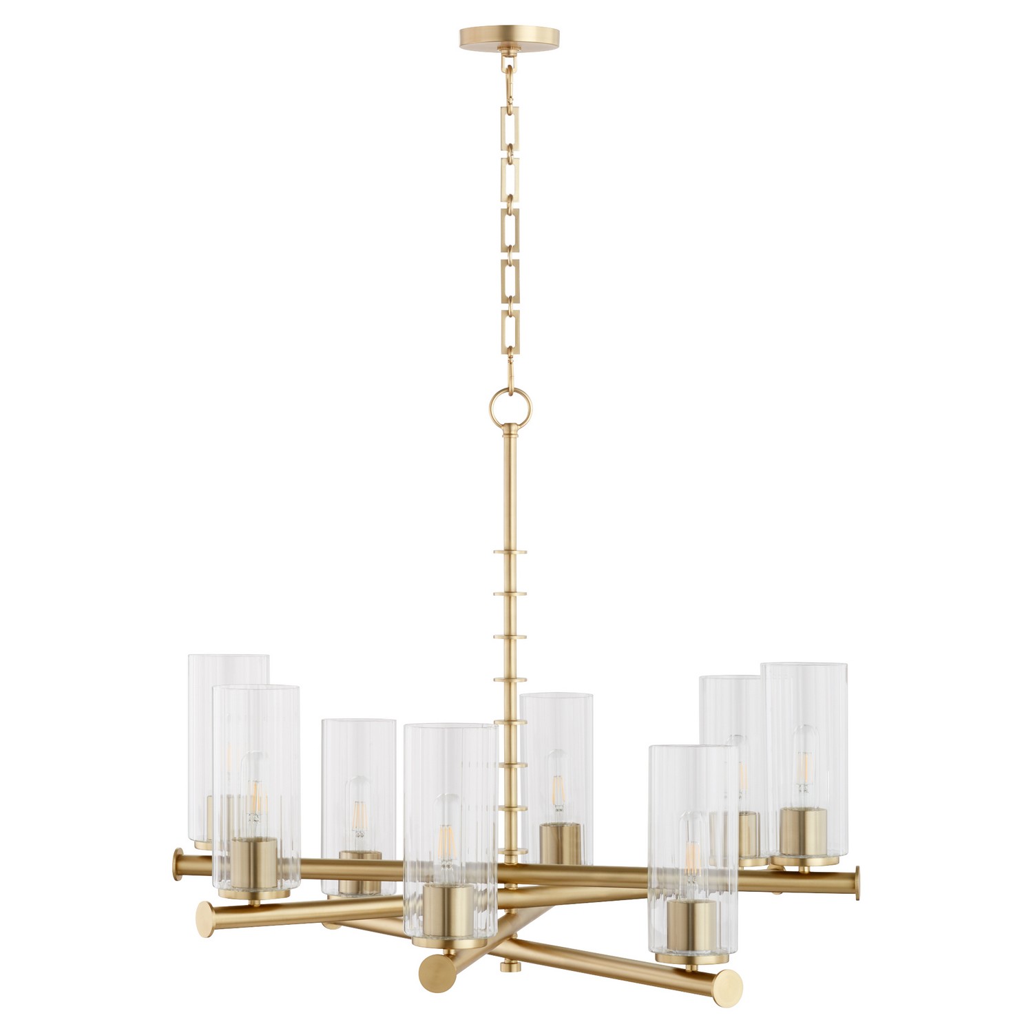 Aged Brass Eight Light Chandelier from the Juniper Collection