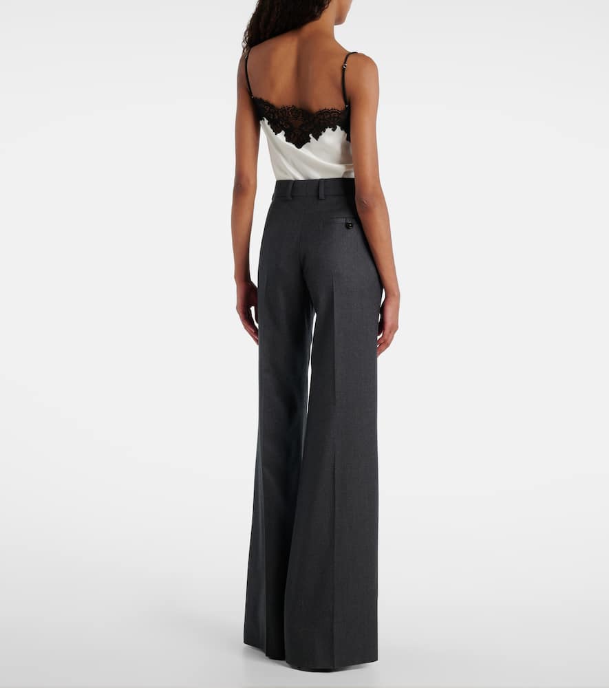 Wool flannel wide-leg pants