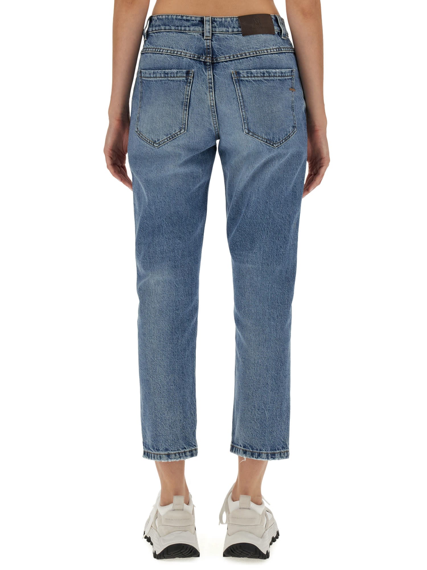 Distressed-effect denim jeans - Blue