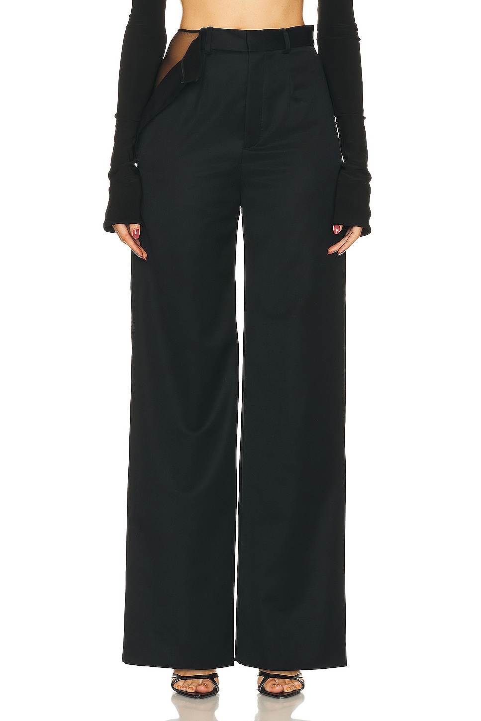Grace Ling Peek Open Thigh Pant in Black - Black.  L also in