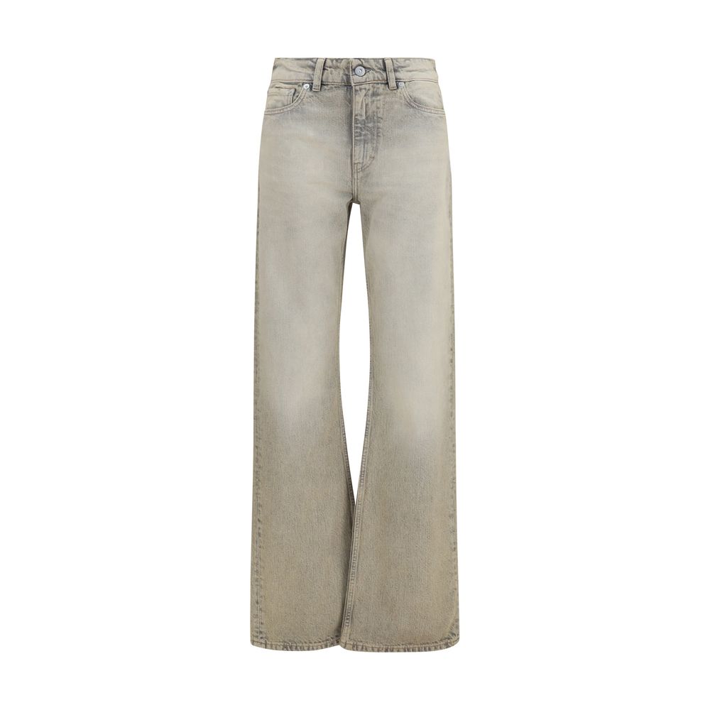 Cotton Straight-Leg Jeans — Gray