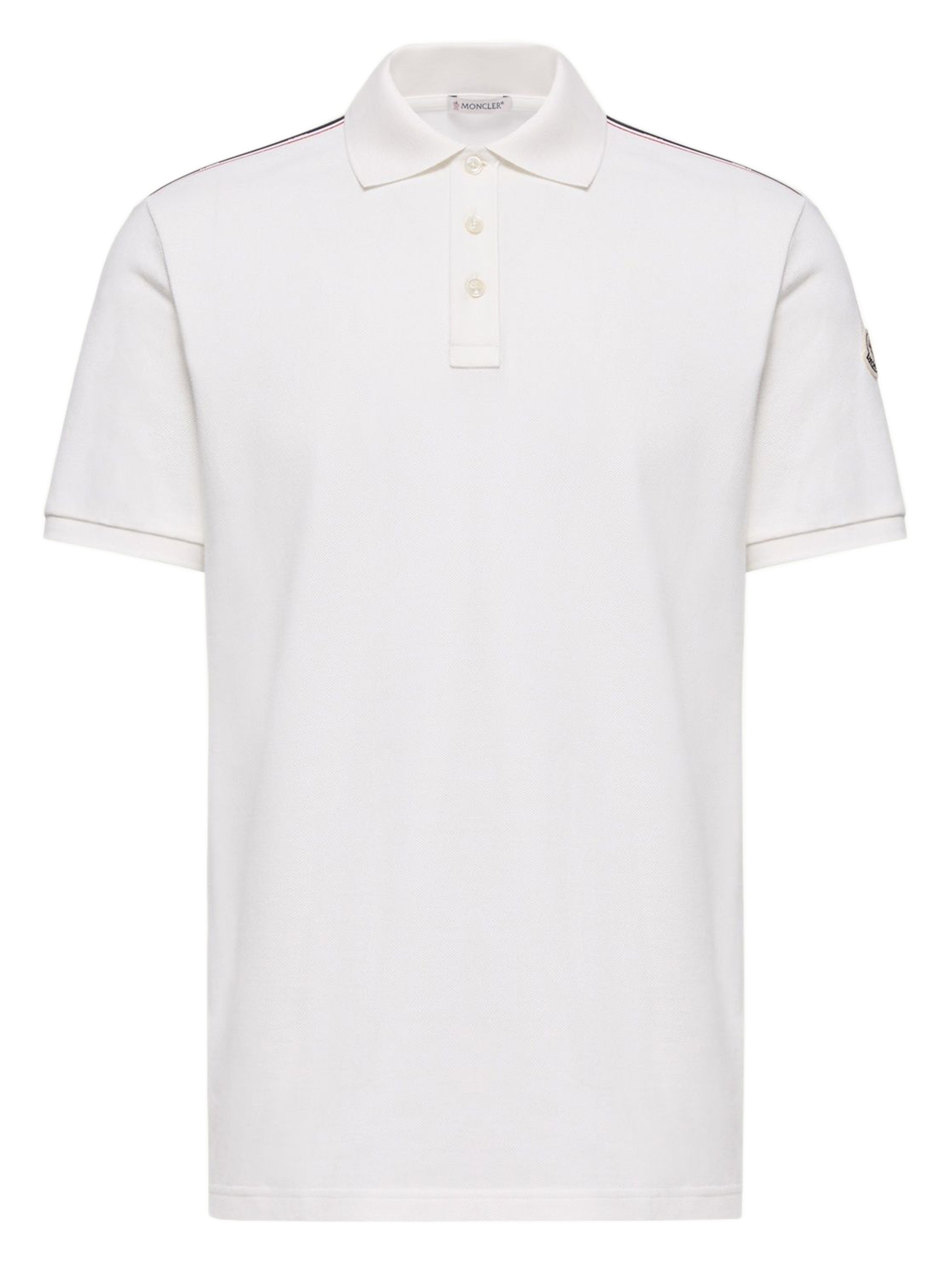 Cotton Polo Shirt with Tricolor Trim and Logo Patch