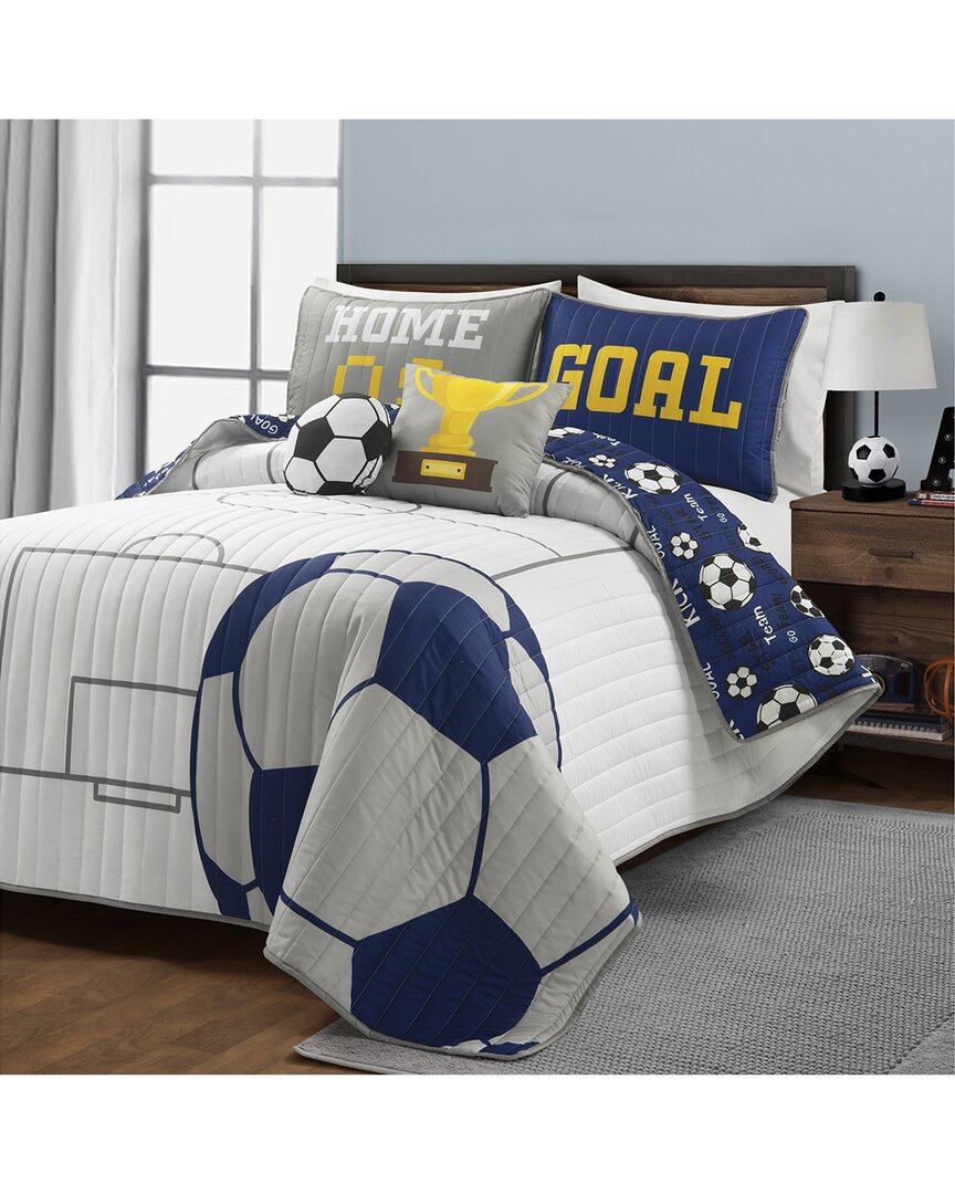 Lush Décor Soccer Game Reversible Oversized Kids' 4pc Quilt Set