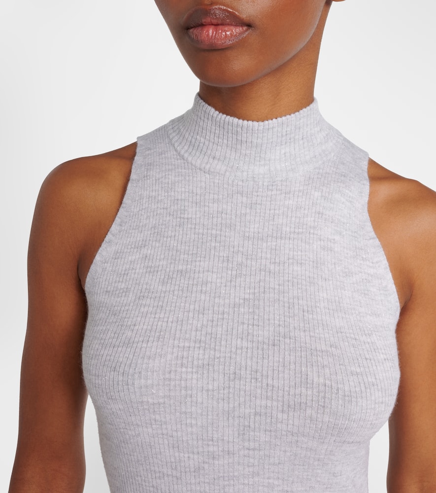 Ribbed-knit turtleneck top