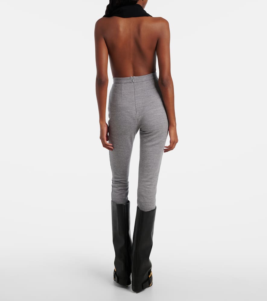 Wool and cotton-blend leggings