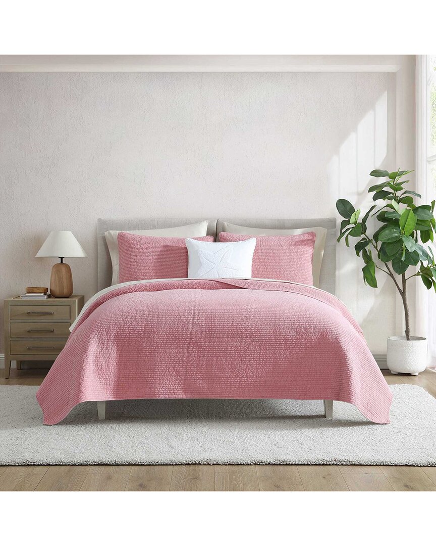 Seashore Stitch Solid Washed Cotton Quilt Set