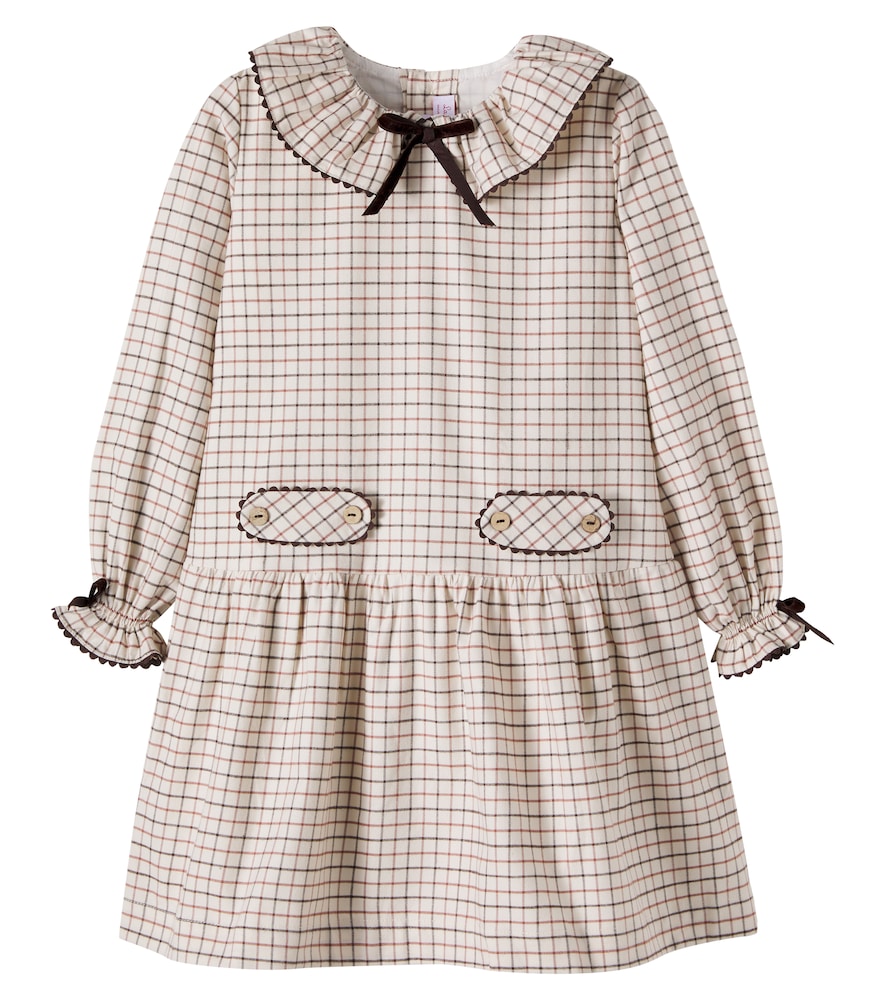 Tessa bow-detail checked cotton dress