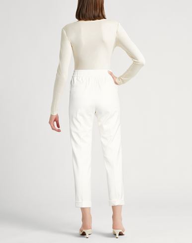 Easy Woman Pants Ivory Size 6 Cotton, Polyamide